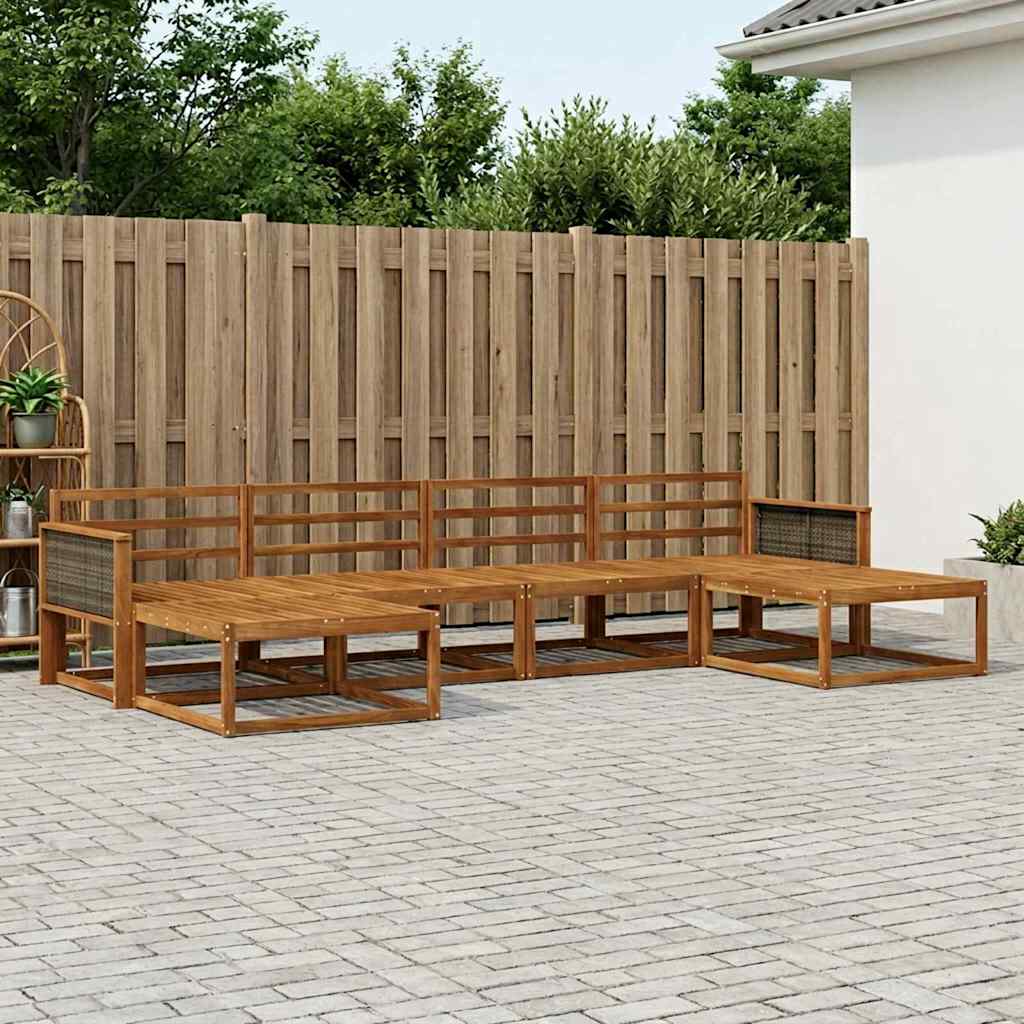 Udendørs sofagruppe 6 pcs Naturfarvet Massivt Akacietræ