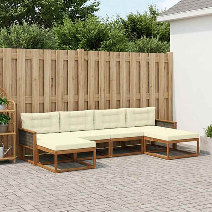 Udendørs sofagruppe med pude 6 pcs Naturlig og Fløde