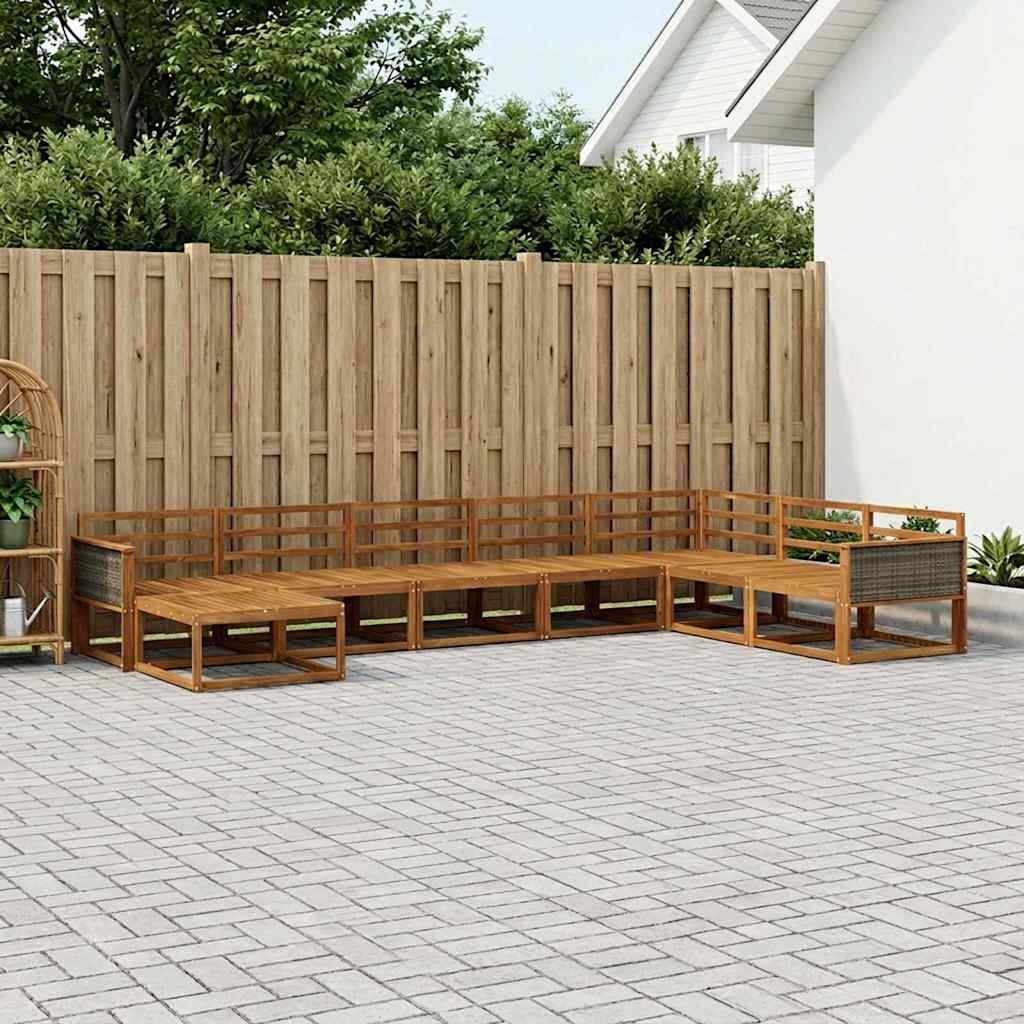 Udendørs sofagruppe 8 pcs Naturfarvet Massivt Akacietræ