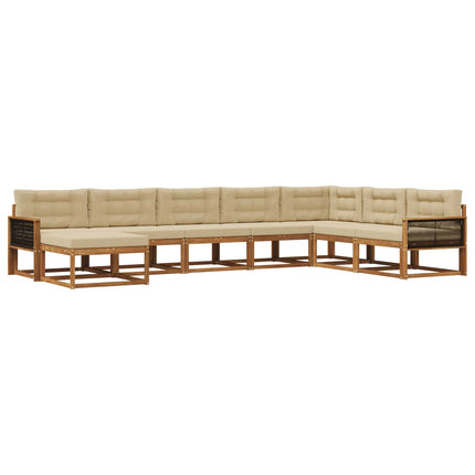 Udendørs sofagruppe med pude 8 pcs Naturlig og Beige