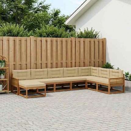 Udendørs sofagruppe med pude 8 pcs Naturlig og Beige