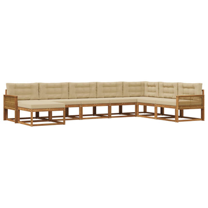 Udendørs sofagruppe med pude 8 pcs Naturlig og Beige