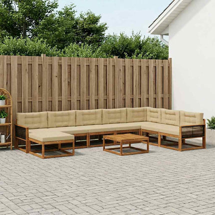 Udendørs sofagruppe med pude 9 pcs Naturlig og Beige