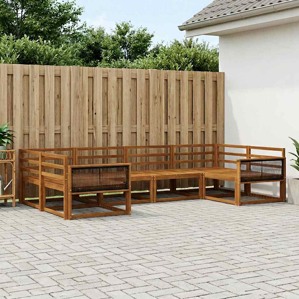 Udendørs sofagruppe 6 pcs Naturfarvet Massivt Akacietræ