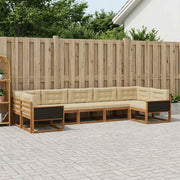 Udendørs sofagruppe med pude 7 pcs Naturlig og Beige