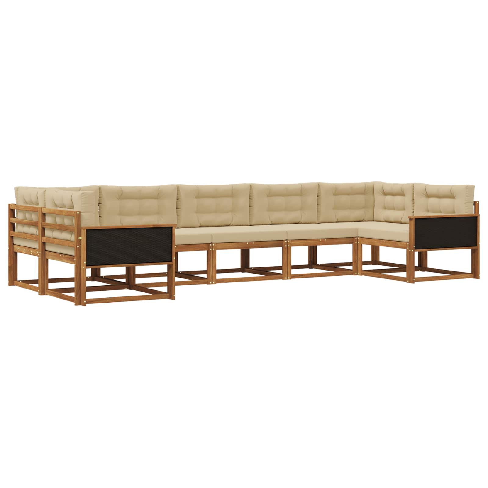 Udendørs sofagruppe med pude 7 pcs Naturlig og Beige