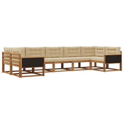 Udendørs sofagruppe med pude 7 pcs Naturlig og Beige