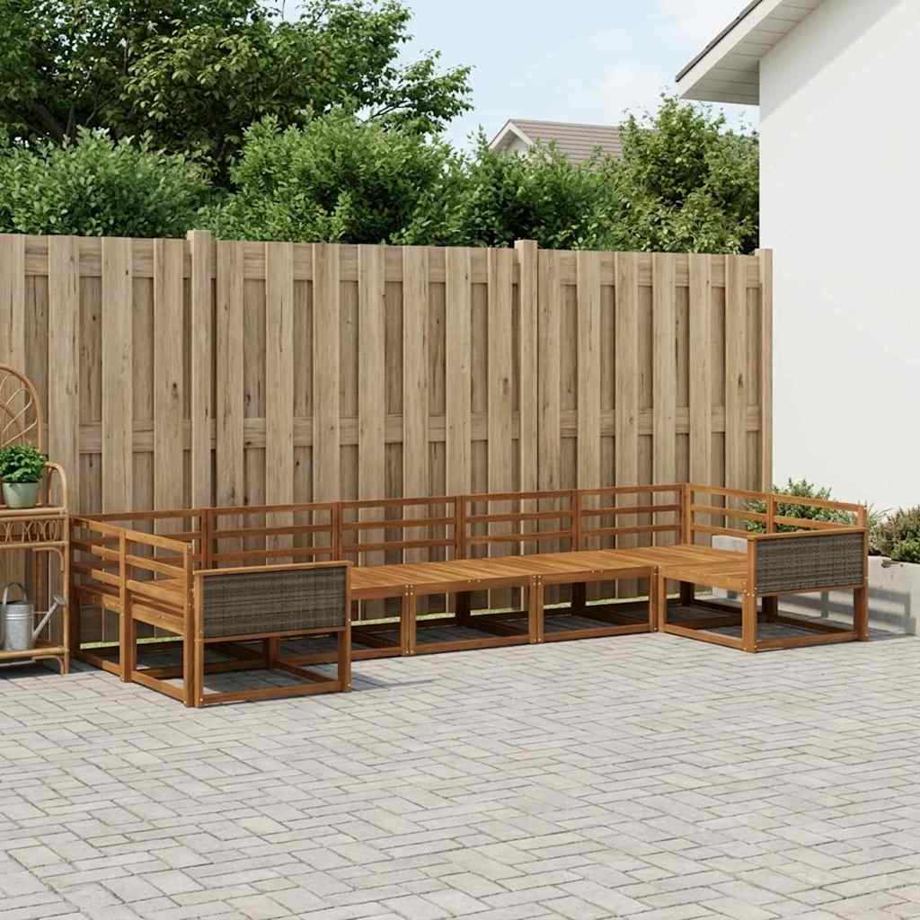 Udendørs sofagruppe 7 pcs Naturfarvet Massivt Akacietræ