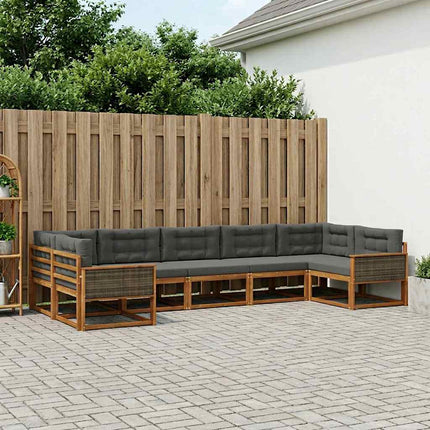 Udendørs sofagruppe 7 stk. Naturlig og Antracit