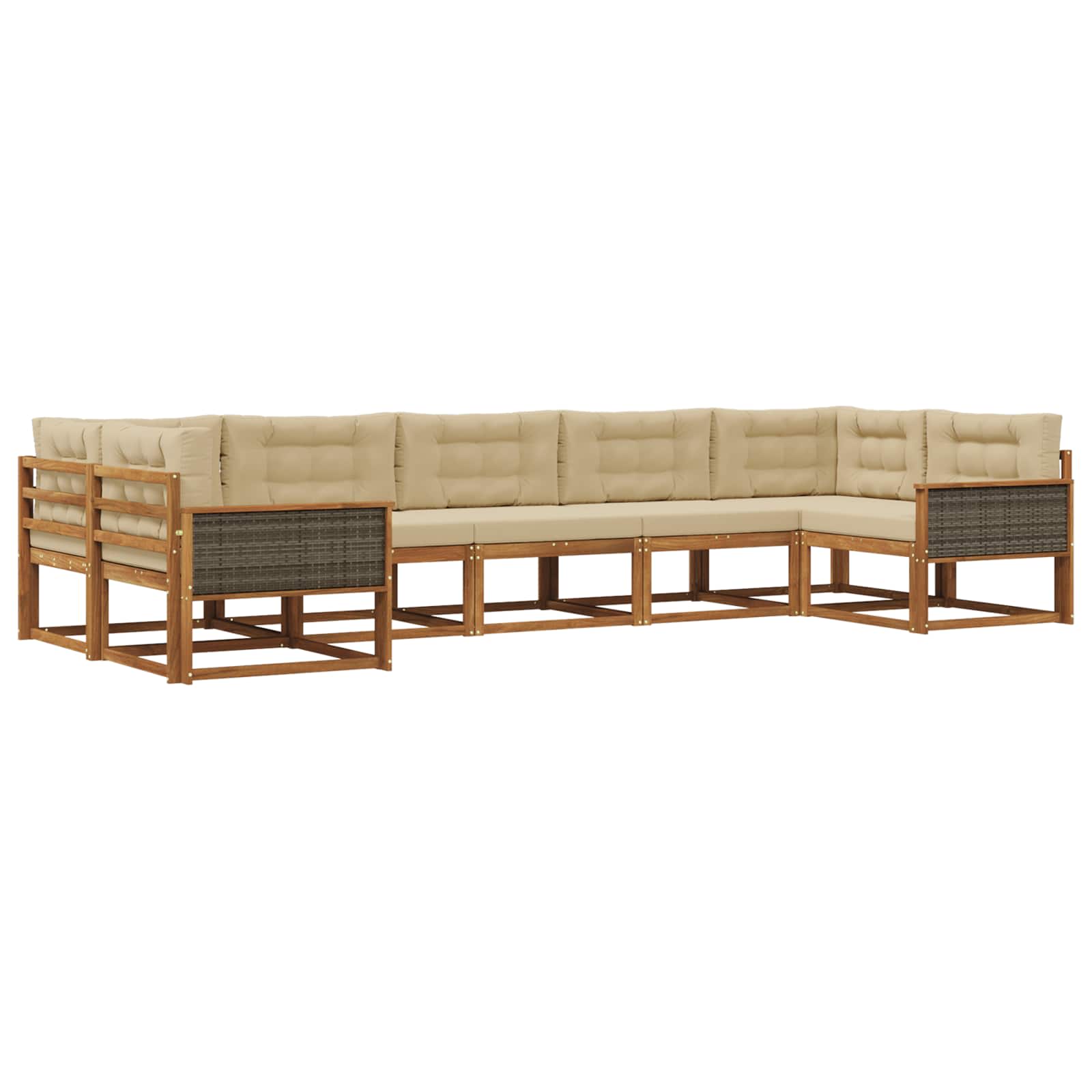 Udendørs sofagruppe med pude 7 pcs Naturlig og Beige
