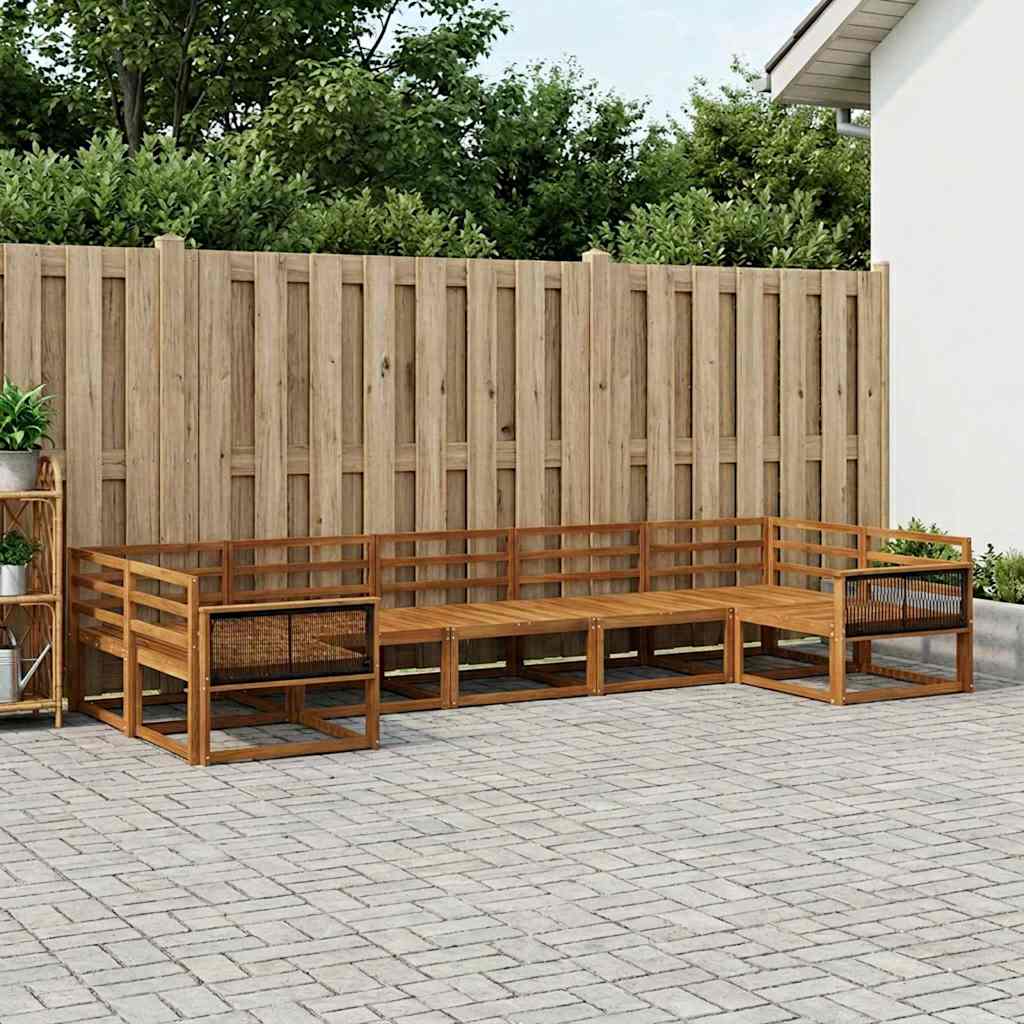 Udendørs sofagruppe 7 pcs Naturfarvet Massivt Akacietræ