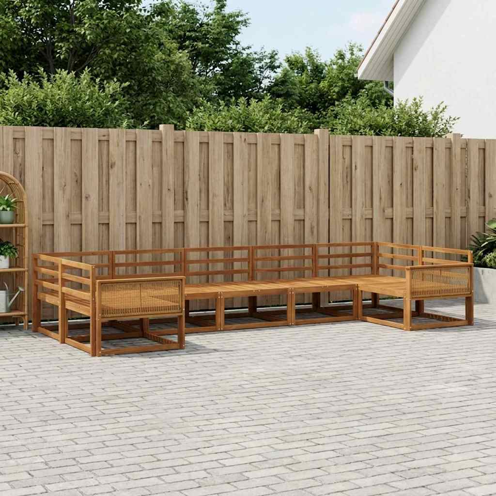Udendørs sofagruppe 7 pcs Naturfarvet Massivt Akacietræ