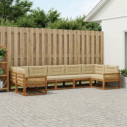 Udendørs sofagruppe med pude 7 pcs Naturlig og Beige