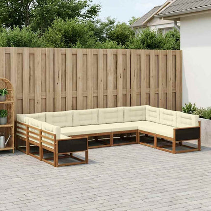 Udendørs sofagruppe med pude 9 pcs Naturlig og Fløde