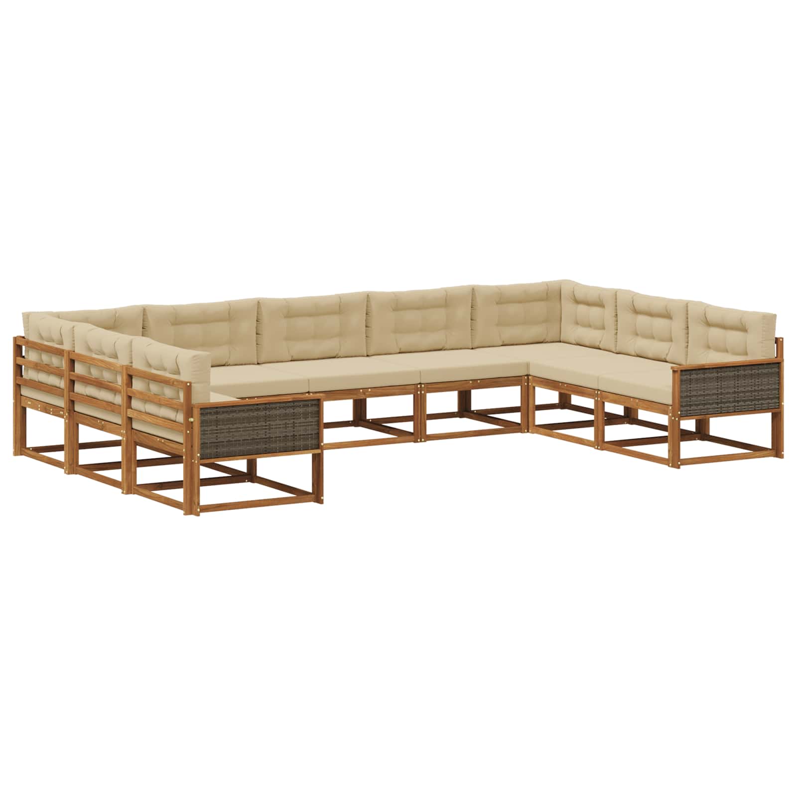 Udendørs sofagruppe med pude 9 pcs Naturlig og Beige
