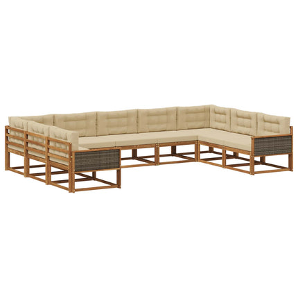 Udendørs sofagruppe 9 stk. Naturlig og Beige