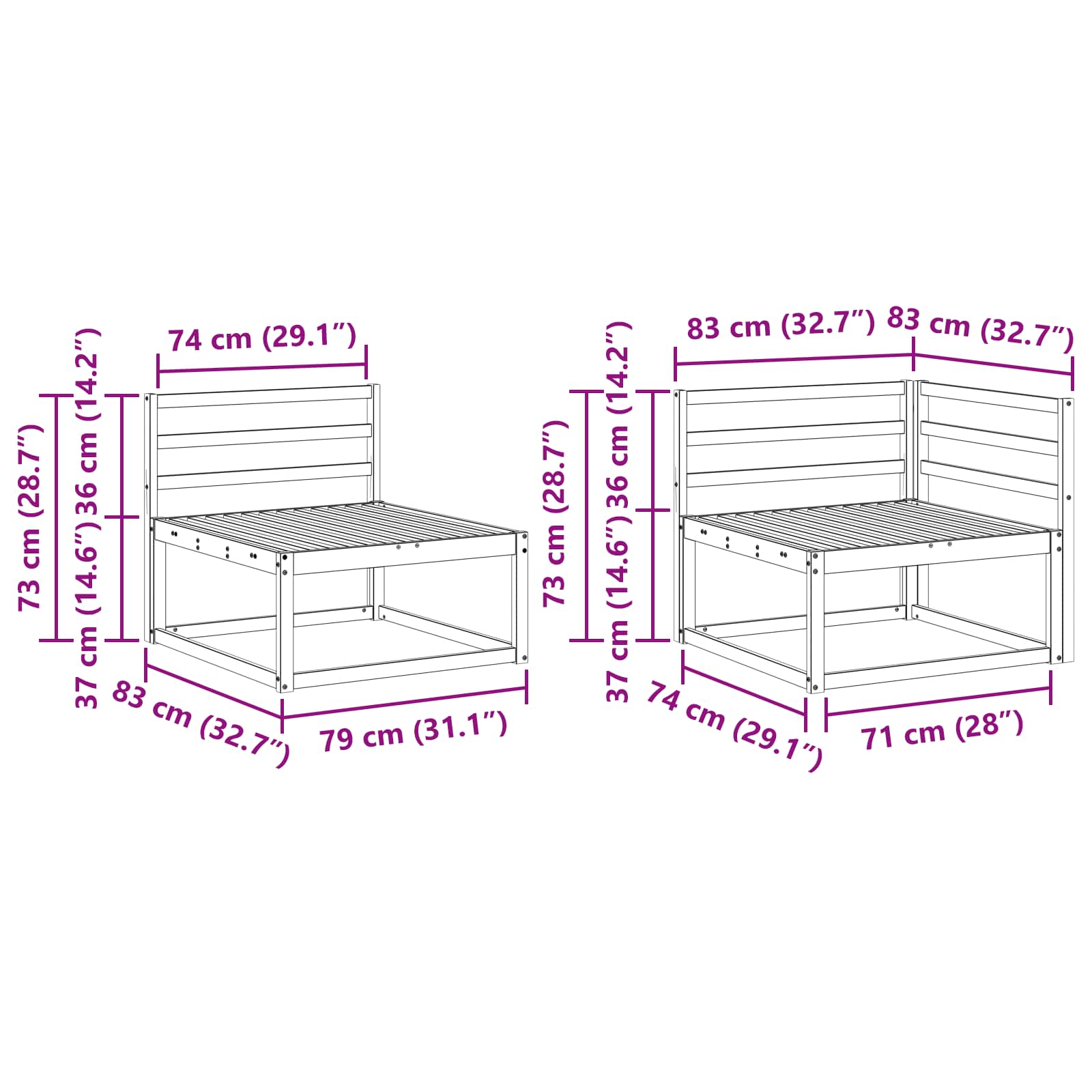 Udendørs sofagruppe 9 pcs Naturfarvet Massivt Akacietræ