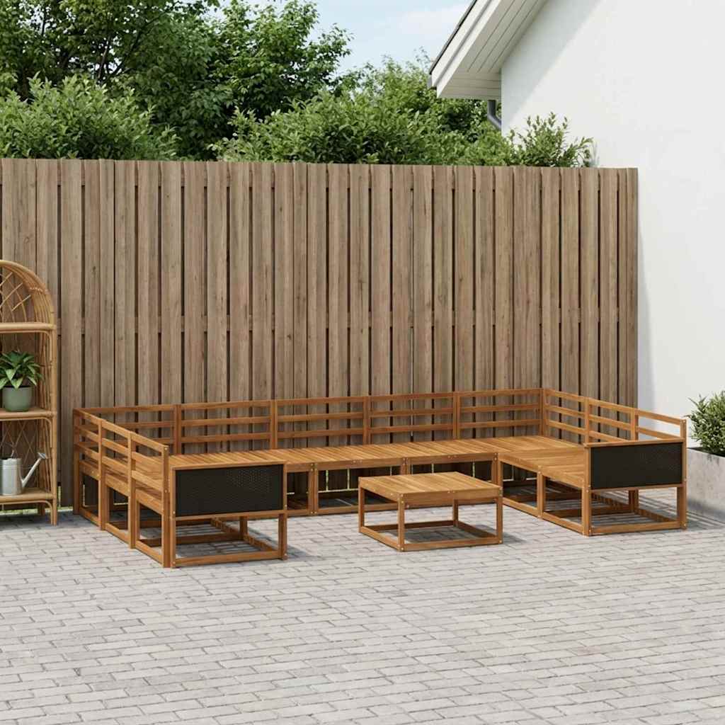 Udendørs sofagruppe 10 pcs Naturfarvet Massivt Akacietræ