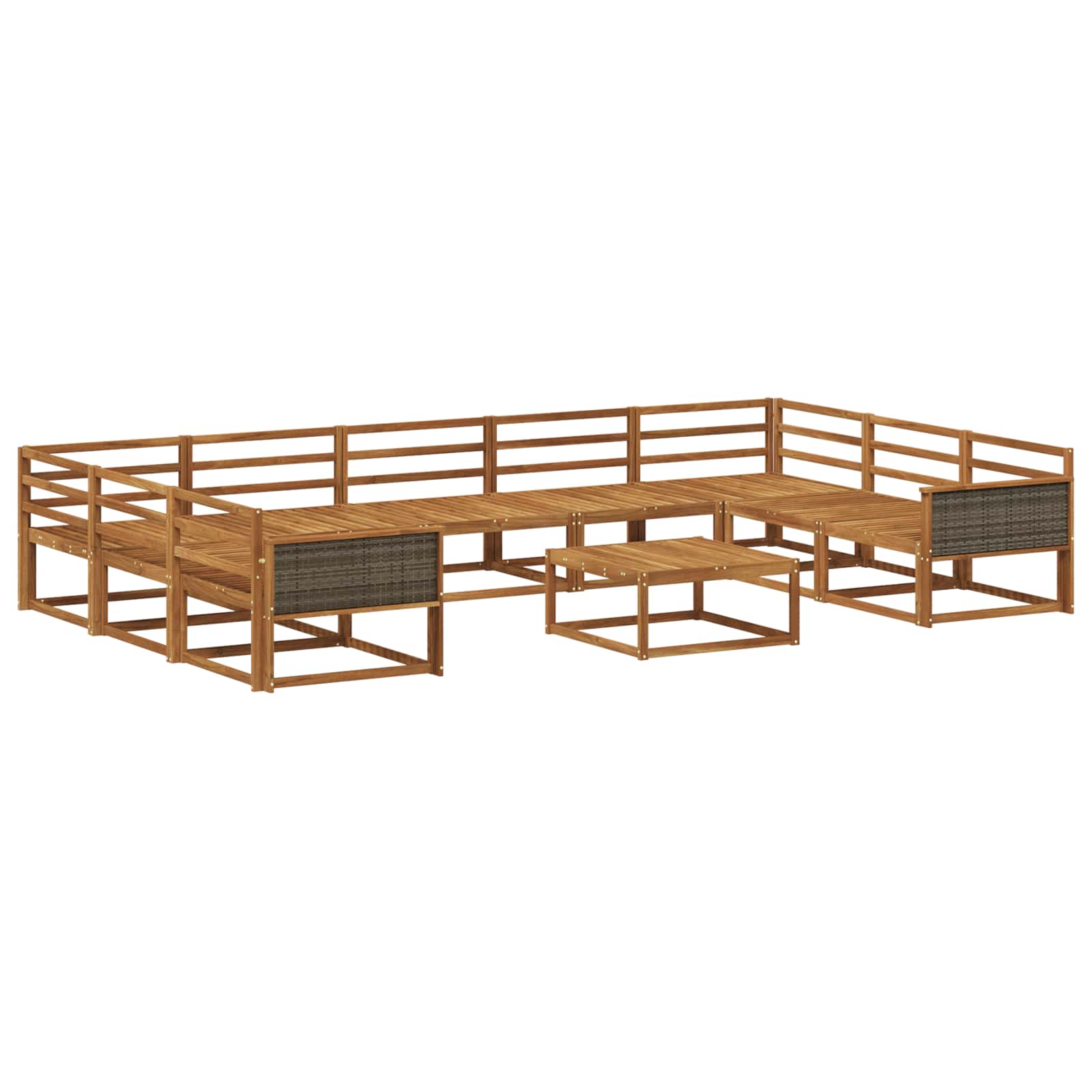Udendørs sofagruppe 10 pcs Naturfarvet Massivt Akacietræ