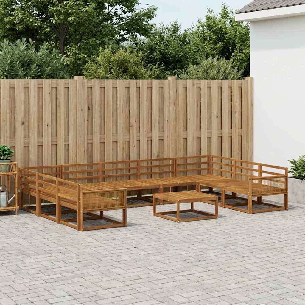 Udendørs sofagruppe 10 pcs Naturfarvet Massivt Akacietræ