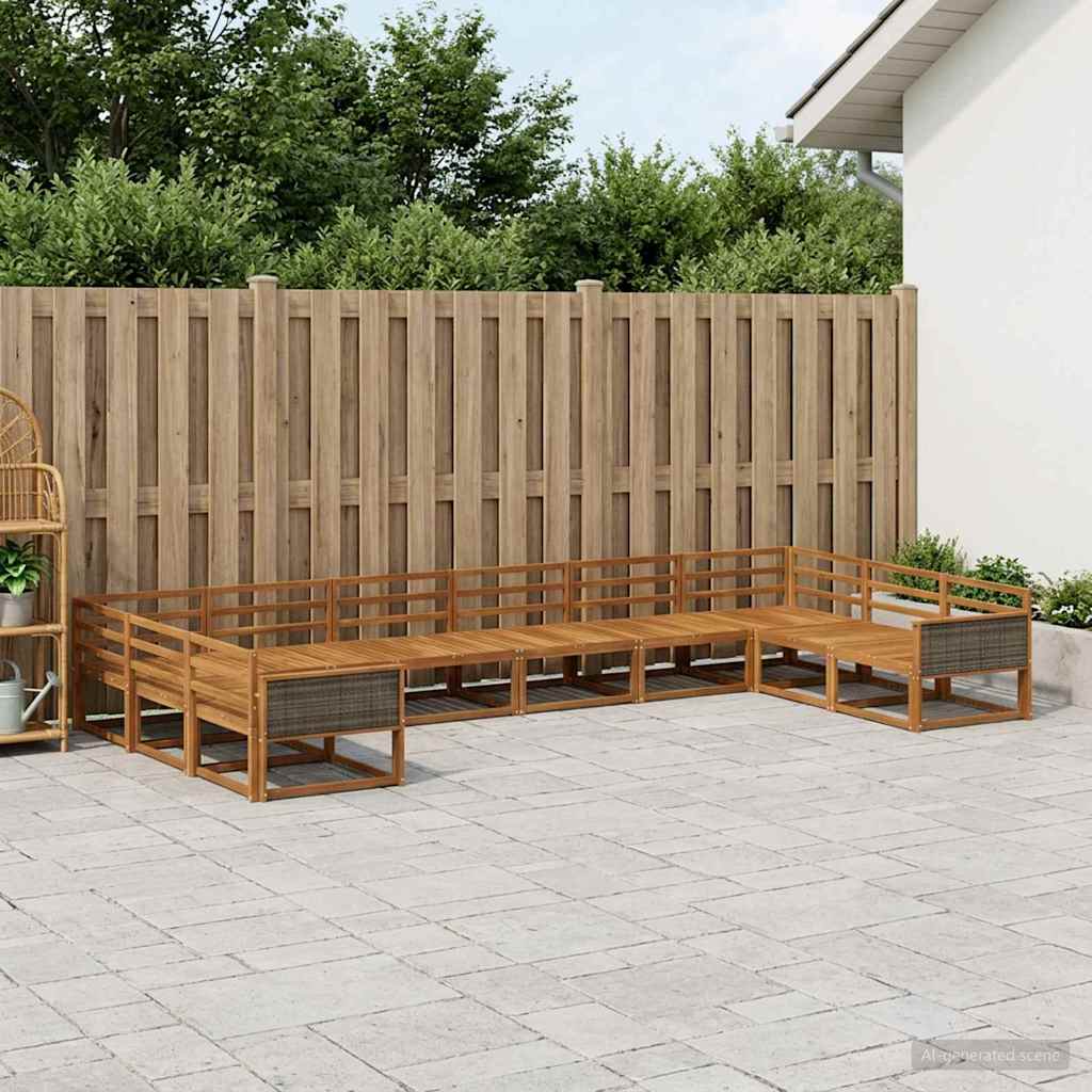 Udendørs sofagruppe 10 pcs Naturfarvet Massivt Akacietræ