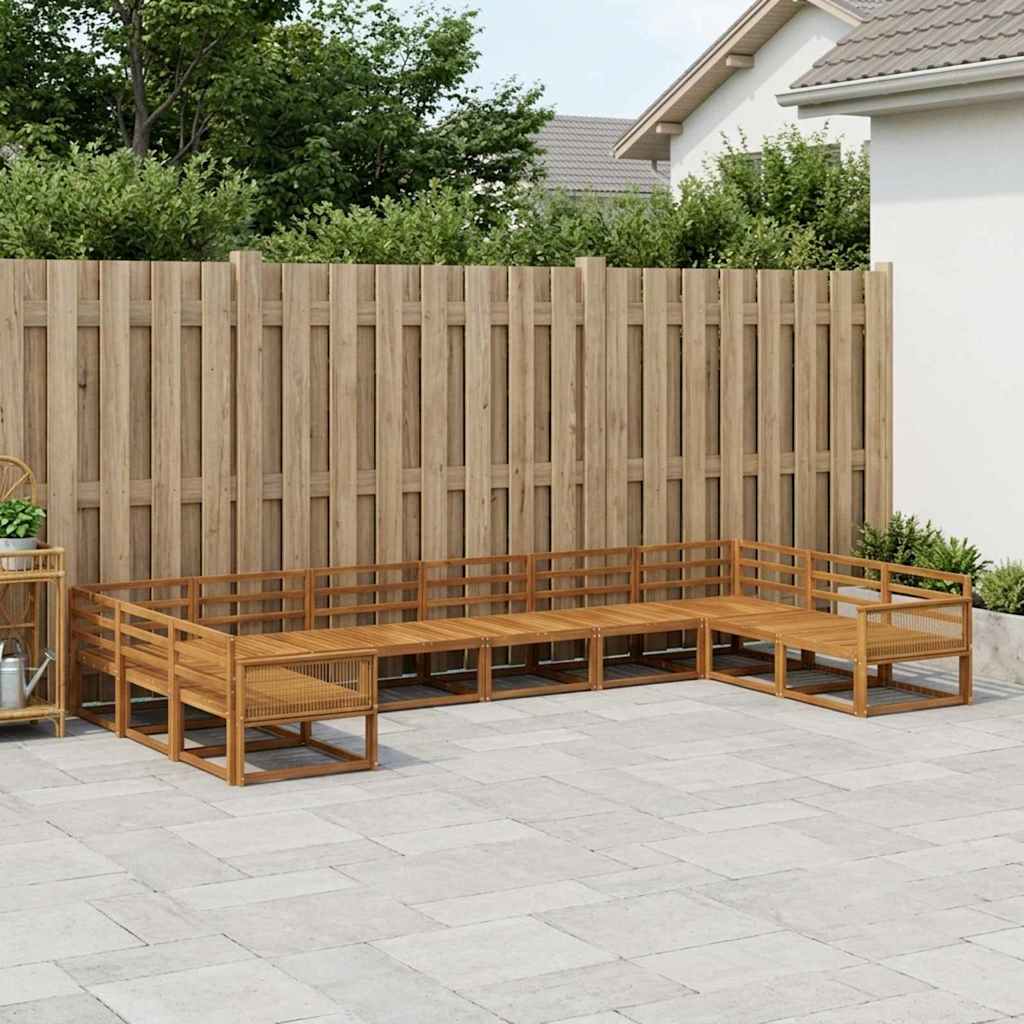 Udendørs sofagruppe 10 pcs Naturfarvet Massivt Akacietræ