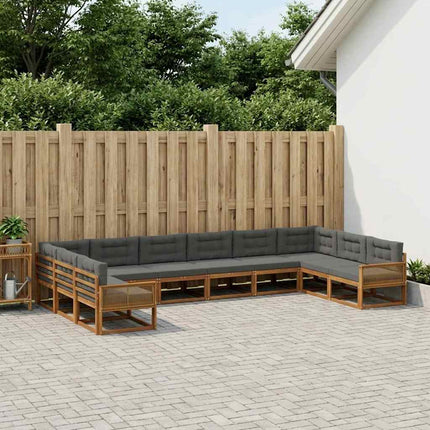 Udendørs sofagruppe med pude 10 pcs Naturlig og Antracit