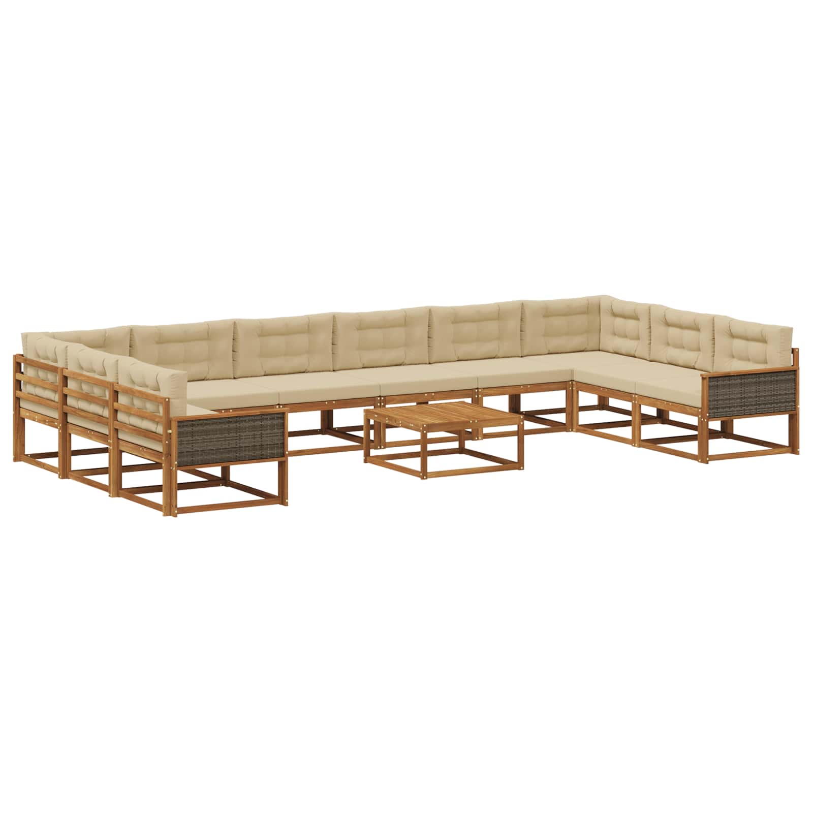 Udendørs sofagruppe med pude 11 pcs Naturlig og Beige