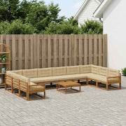 Udendørs sofagruppe med pude 11 pcs Naturlig og Beige
