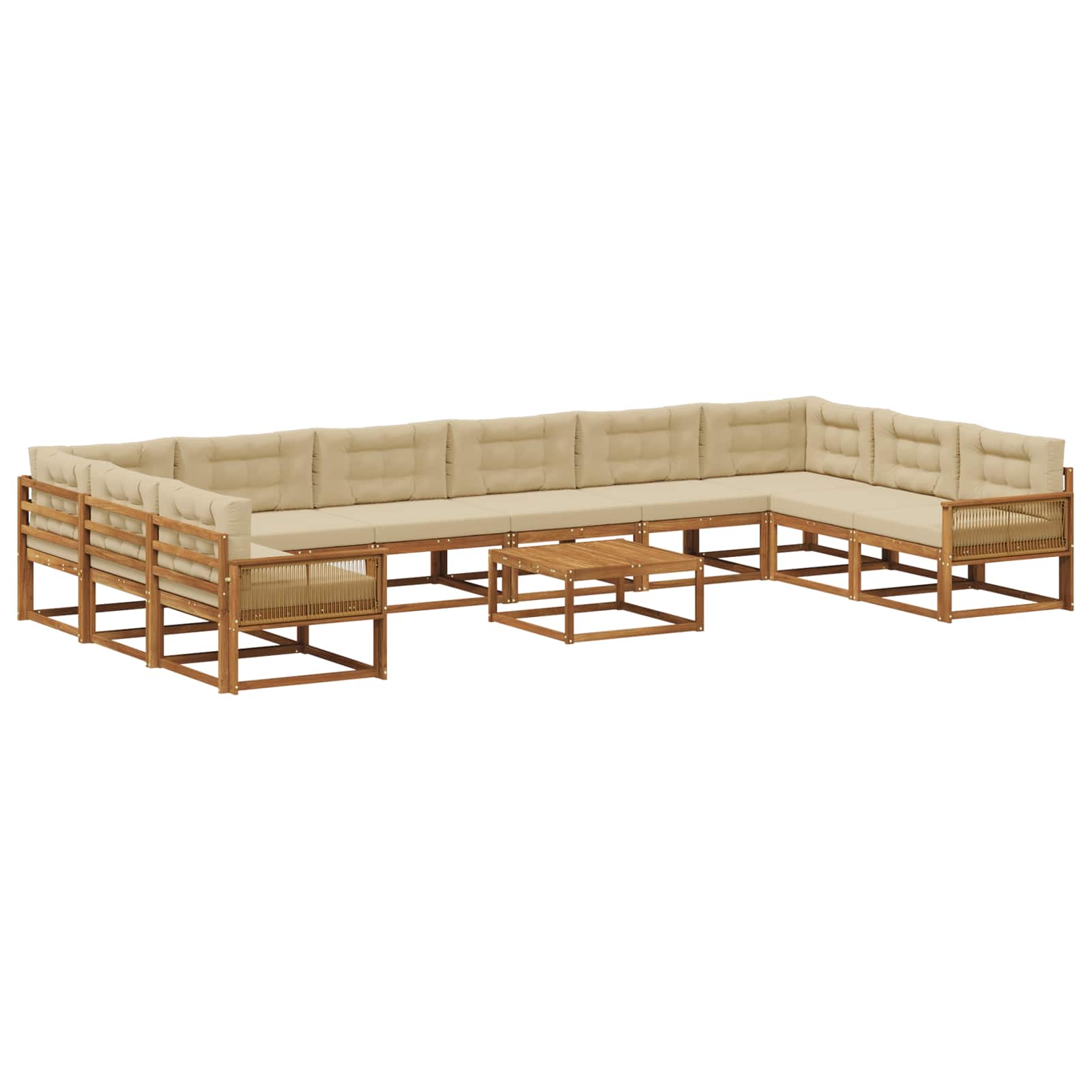 Udendørs sofagruppe med pude 11 pcs Naturlig og Beige