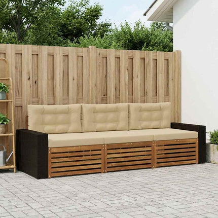 Udendørs sofagruppe med pude 3 pcs Naturlig og Beige Polyester