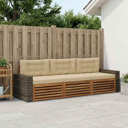 Udendørs sofagruppe med pude 3 pcs Naturlig og Beige Polyester