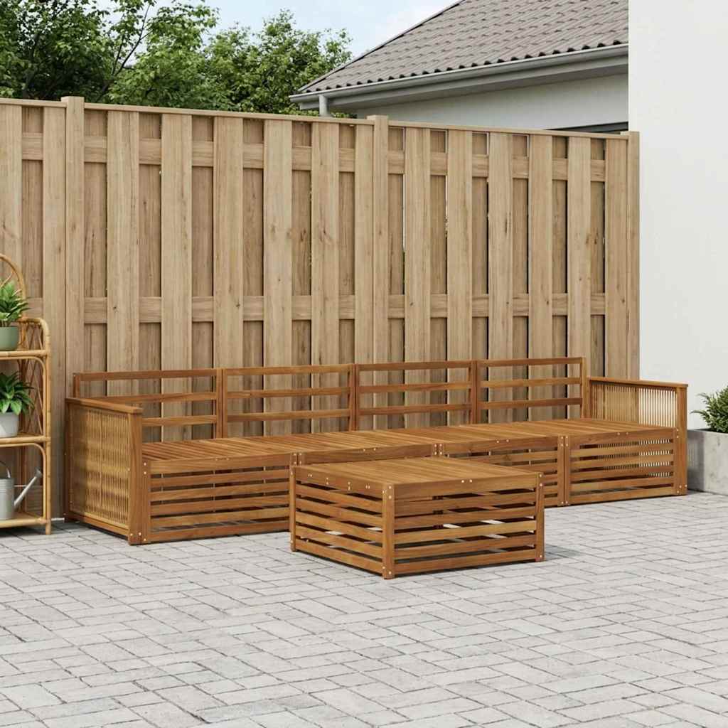 Udendørs sofagruppe 5 pcs Naturfarvet Massivt Akacietræ