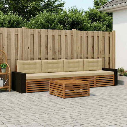 Udendørs sofagruppe 5 pcs Naturlig og Beige Massivt Akacietræ