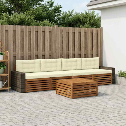Udendørs sofagruppe 5 pcs Naturlig og Fløde Massivt Akacietræ