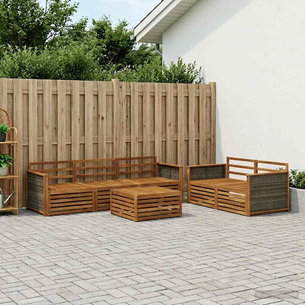 Udendørs sofagruppe 6 pcs Naturfarvet Massivt Akacietræ