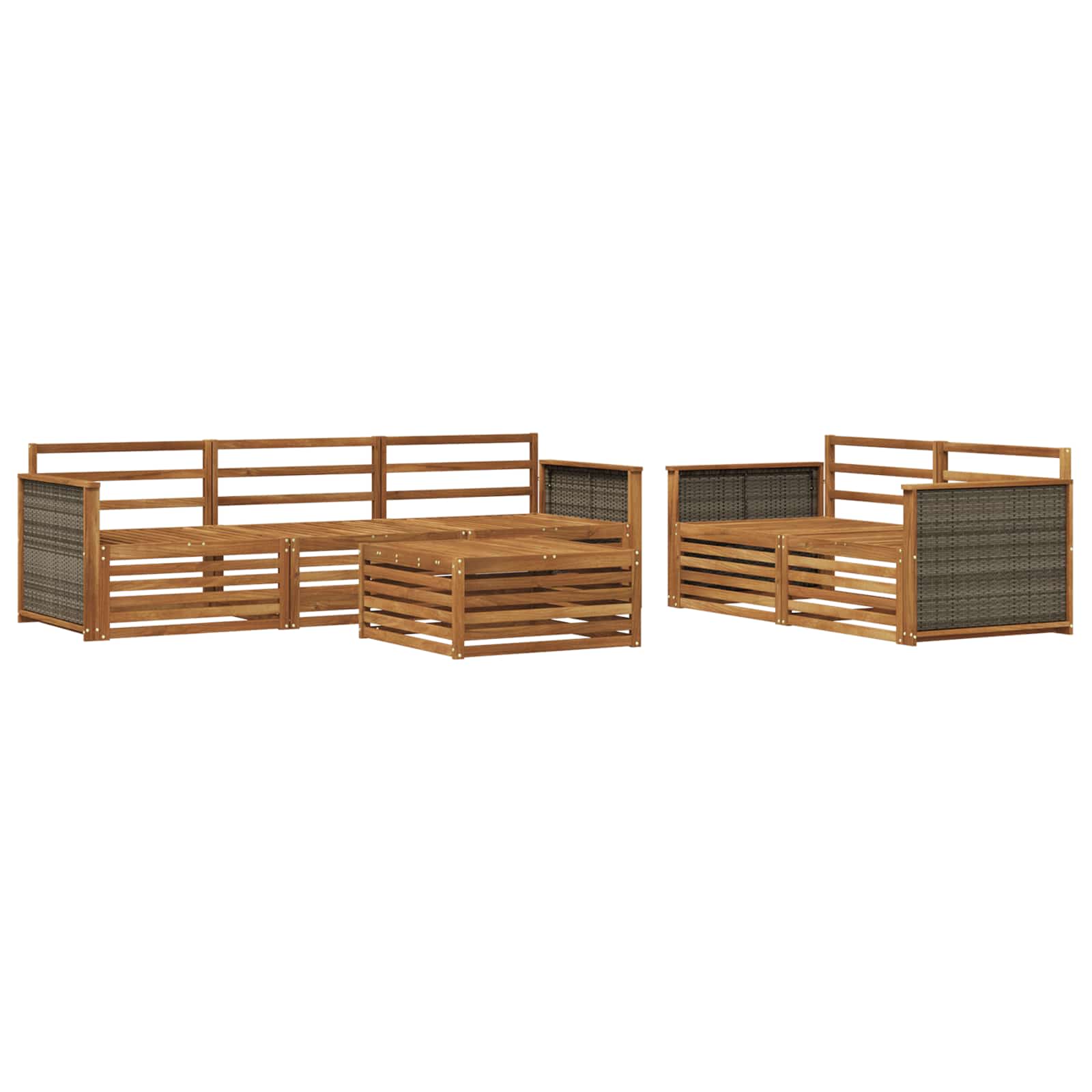 Udendørs sofagruppe 6 pcs Naturfarvet Massivt Akacietræ