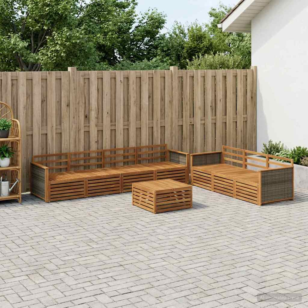 Udendørs sofagruppe 8 pcs Naturfarvet Massivt Akacietræ