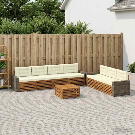 Udendørs sofagruppe 8 pcs Naturlig og Fløde 79 x 79 x 37 cm