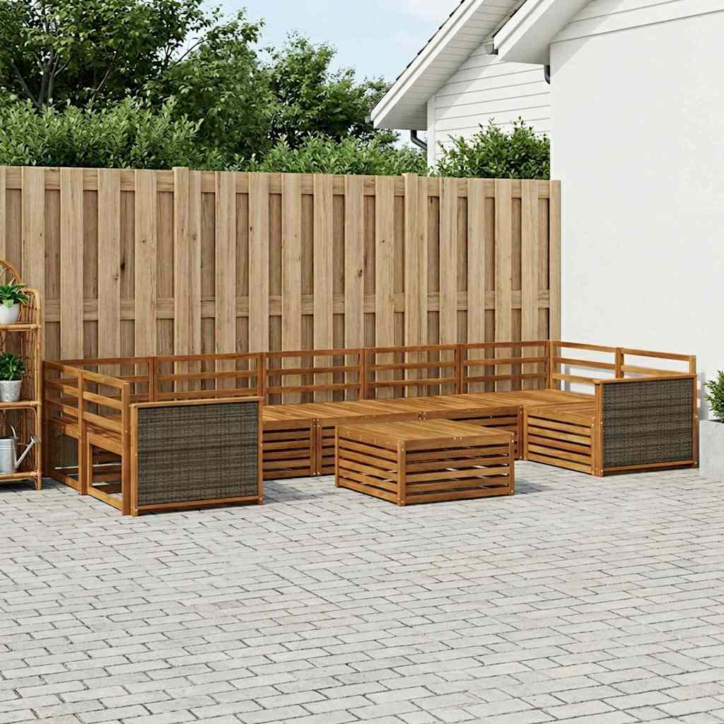 Udendørs sofagruppe 8 pcs Naturfarvet Massivt Akacietræ
