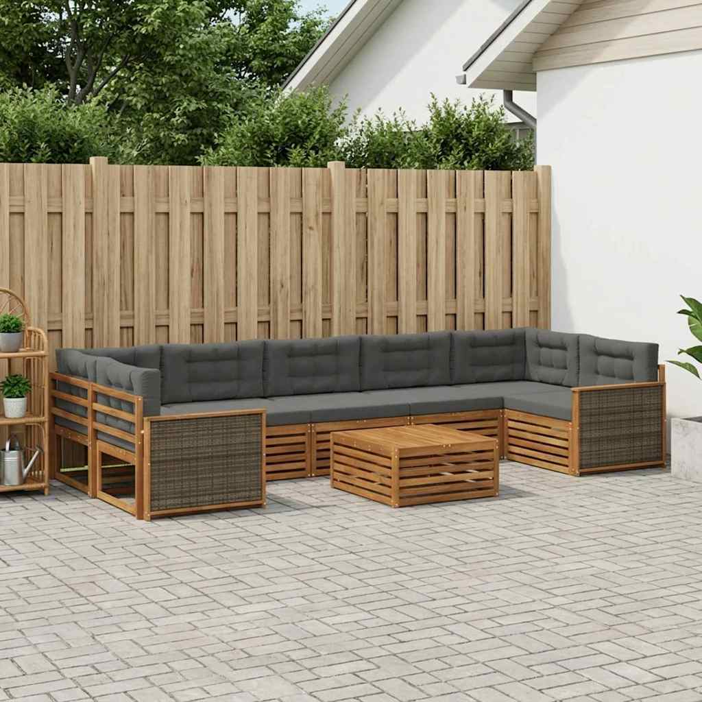 Udendørs sofagruppe med pude 8 pcs Naturlig og Antracit