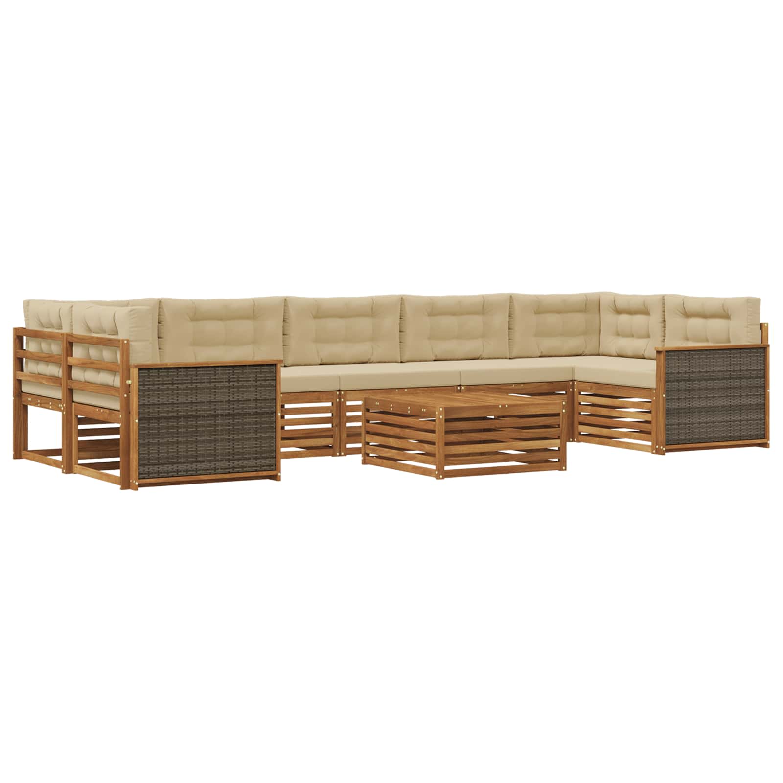 Udendørs sofagruppe med pude 8 pcs Naturlig og Beige