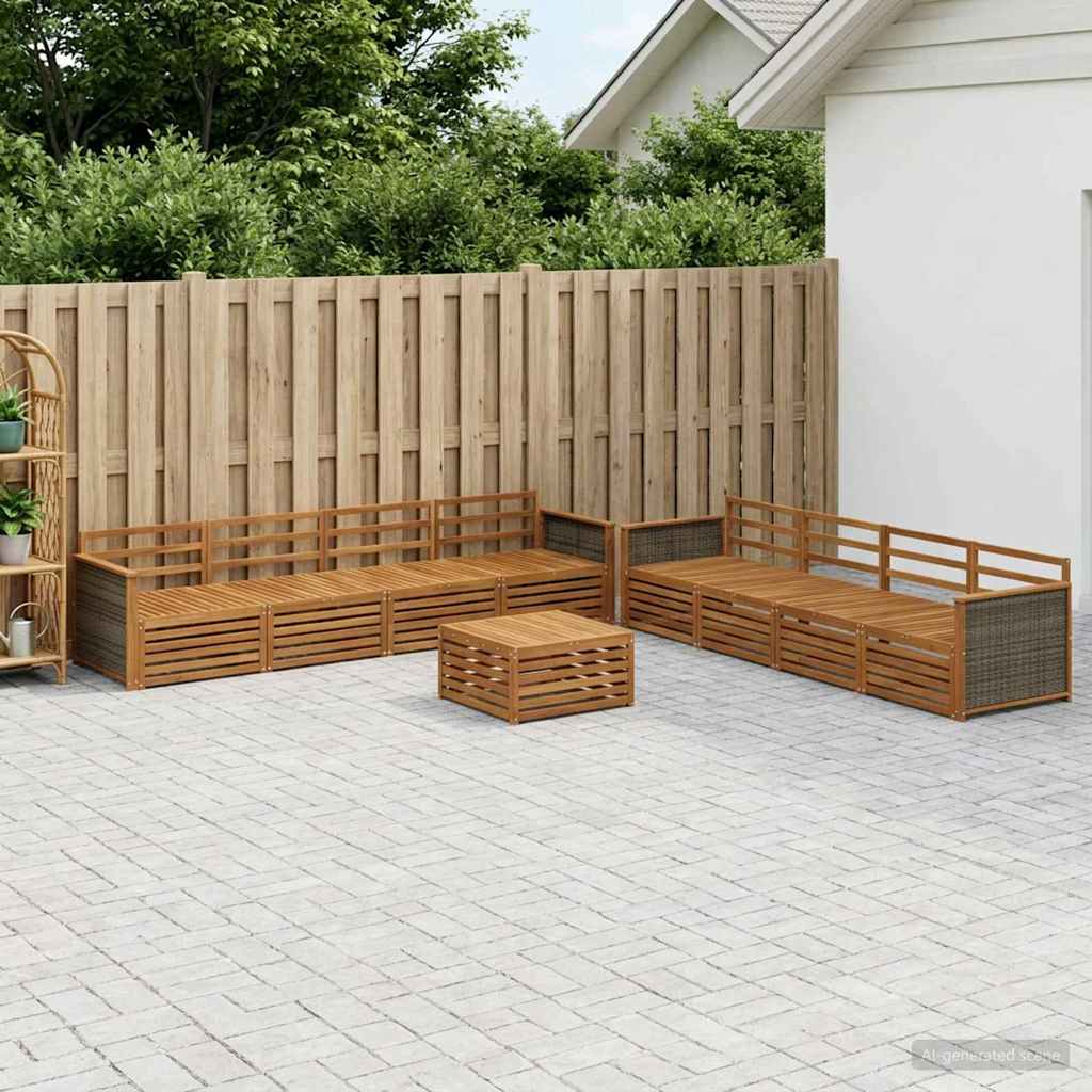 Udendørs sofagruppe 9 pcs Naturfarvet Massivt Akacietræ