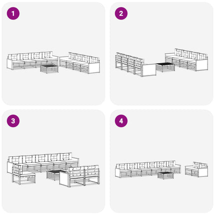Udendørs sofagruppe med pude 9 pcs Naturlig og Antracit