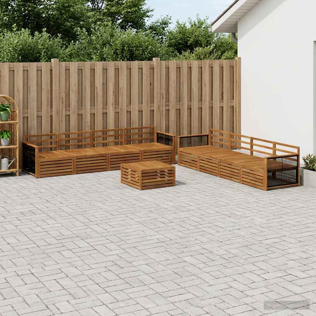 Udendørs sofagruppe 9 pcs Naturfarvet Massivt Akacietræ