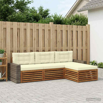 Udendørs sofagruppe med pude 4 pcs Naturlig og Fløde Polyester