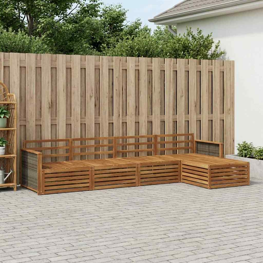 Udendørs sofagruppe 5 pcs Naturfarvet Massivt Akacietræ