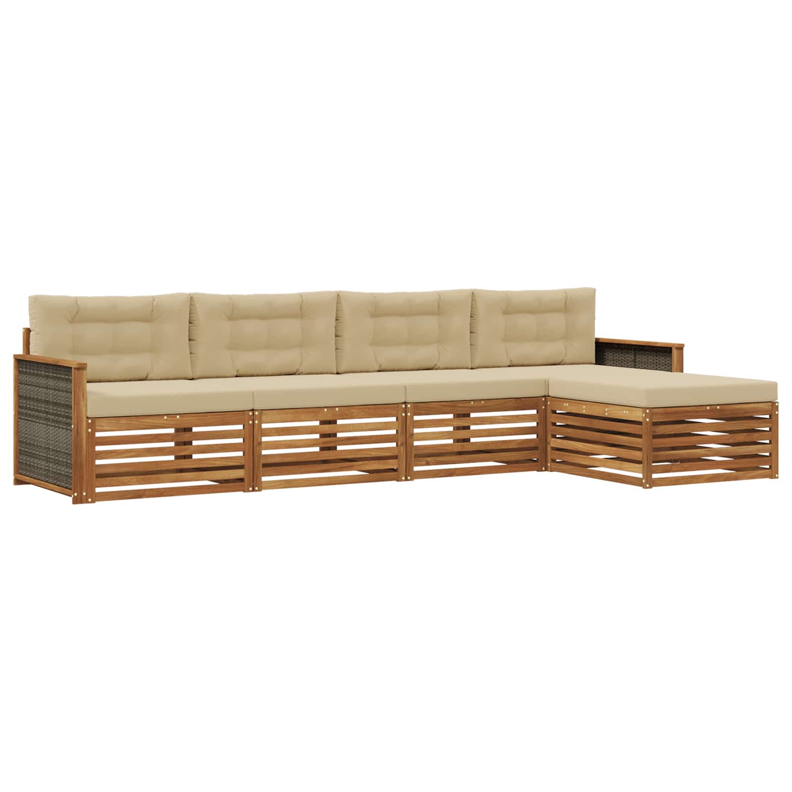 Udendørs sofagruppe med pude 5 pcs Naturlig og Beige