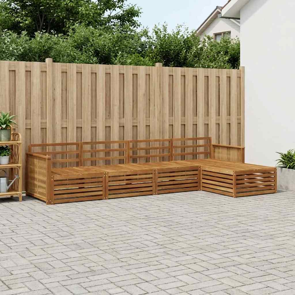 Udendørs sofagruppe 5 pcs Naturfarvet Massivt Akacietræ