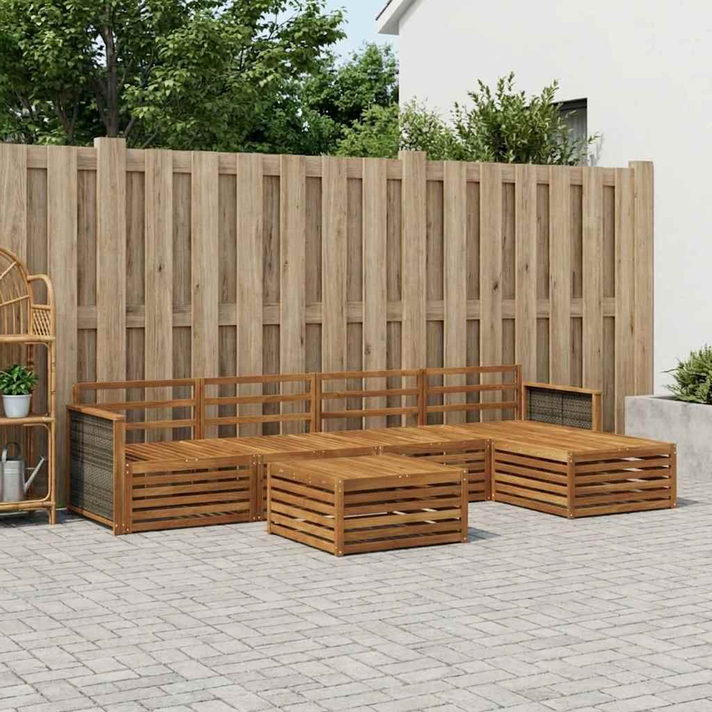 Udendørs sofagruppe 6 pcs Naturfarvet Massivt Akacietræ